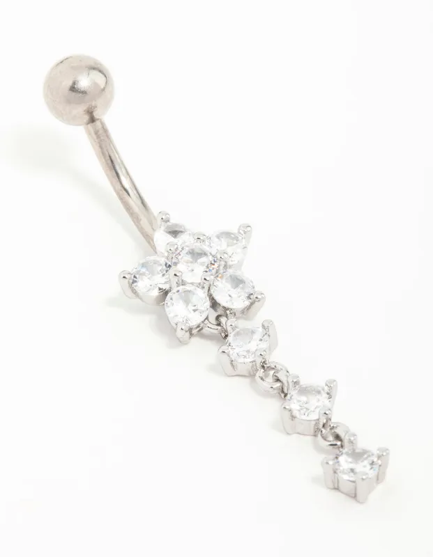 Titanium Butterfly Cubic Zirconia Drop Belly Bar sold by lovisa