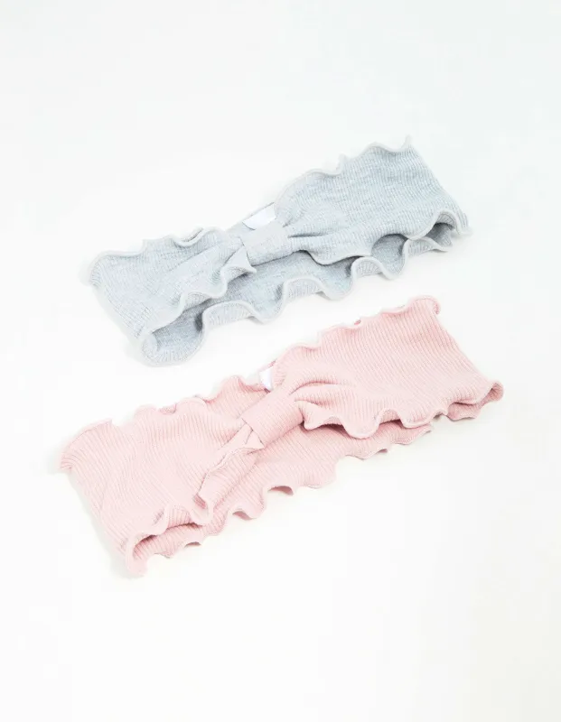 Pink & Grey Ruffled Fabric Headbands 2-Pack sold by lovisa