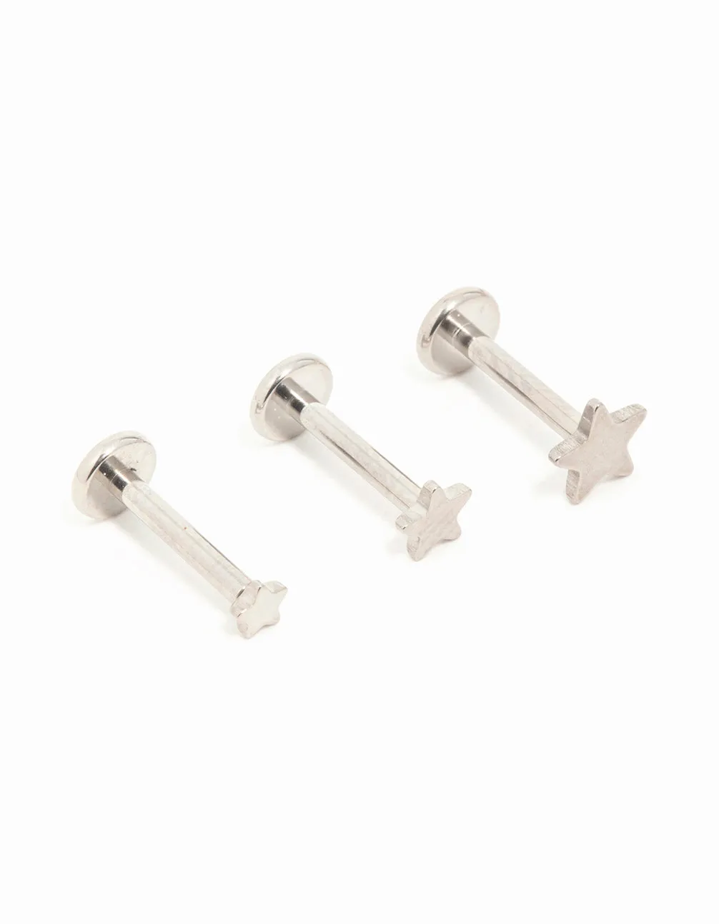 Titanium Star & Plain Flat Back Studs 3-Pack sold by lovisa