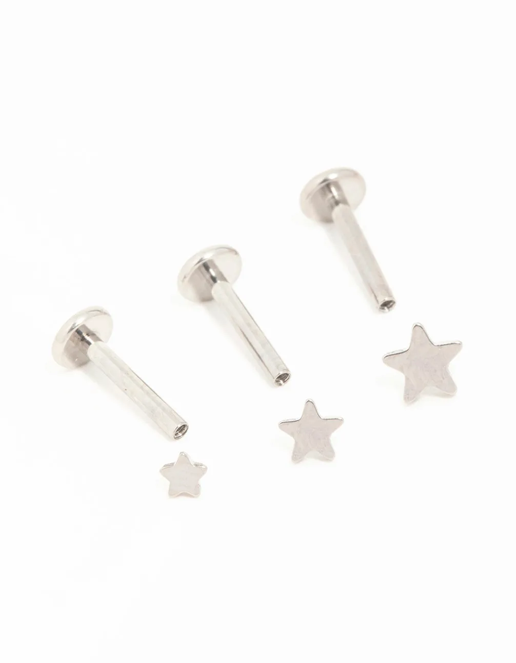 Titanium Star & Plain Flat Back Studs 3-Pack sold by lovisa product image thumbnail 2