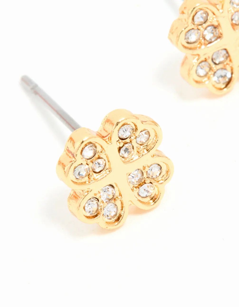 Gold Plated Surgical Steel Diamante Flower Stud Earrings sold by lovisa product image thumbnail 2
