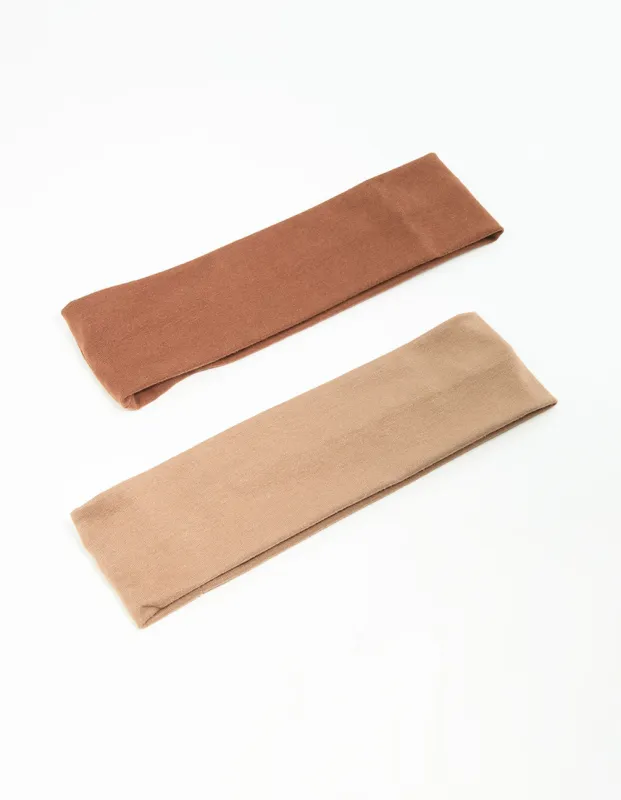 Neutral Toned Fabric Stretch Headbands 2-Pack sold by lovisa