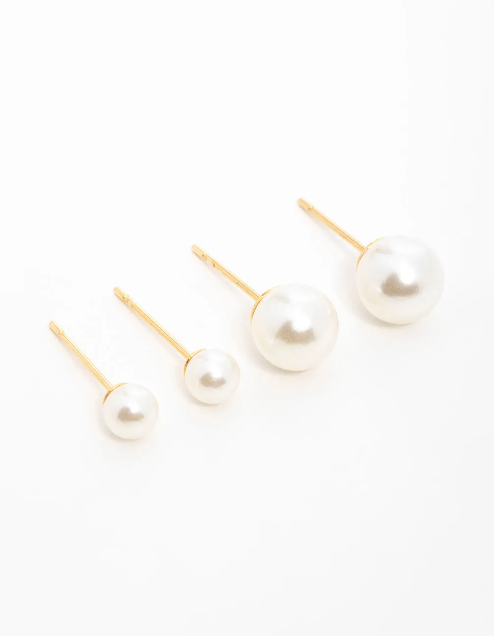 Gold Plated Surgical Steel Pearl Stud Earrings 2-Pack sold by lovisa