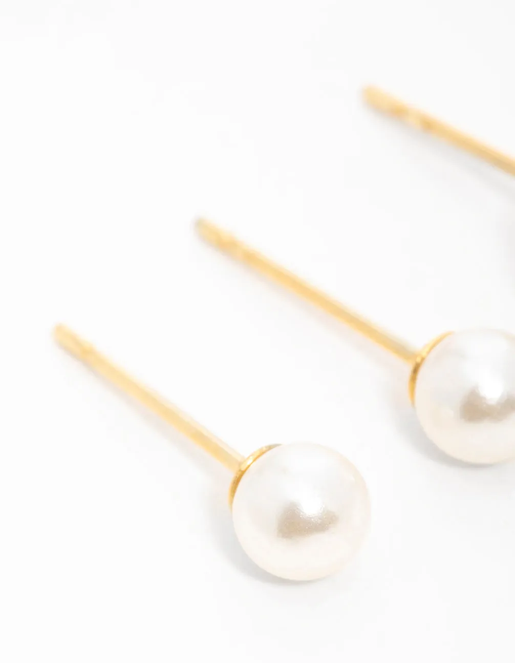 Gold Plated Surgical Steel Pearl Stud Earrings 2-Pack sold by lovisa product image thumbnail 4
