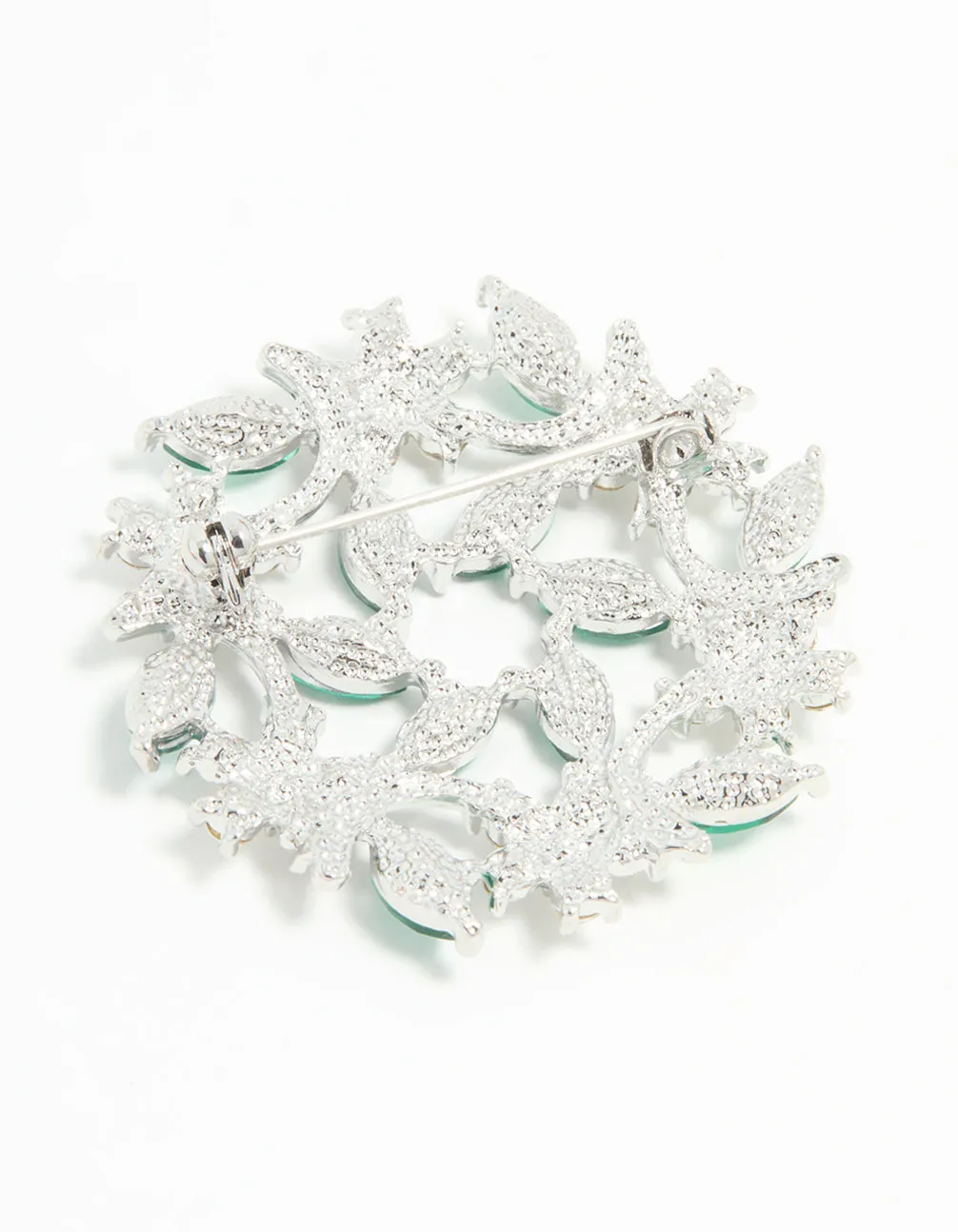 Silver Green Diamante Floral Circle Brooch sold by lovisa product image thumbnail 3