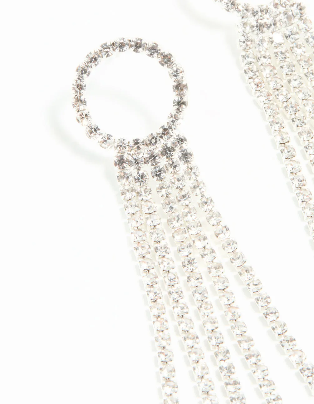 Silver Diamante Open Circle Cupchain Drop Earrings sold by lovisa product image thumbnail 4