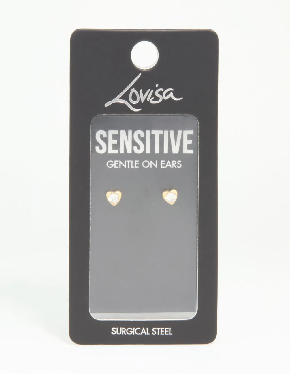 Gold Plated Surgical Steel Diamante Heart Stud Earrings sold by lovisa product image thumbnail 5