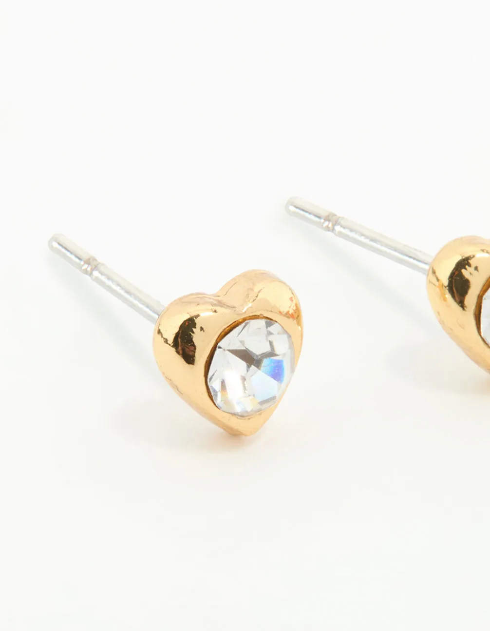 Gold Plated Surgical Steel Diamante Heart Stud Earrings sold by lovisa product image thumbnail 4