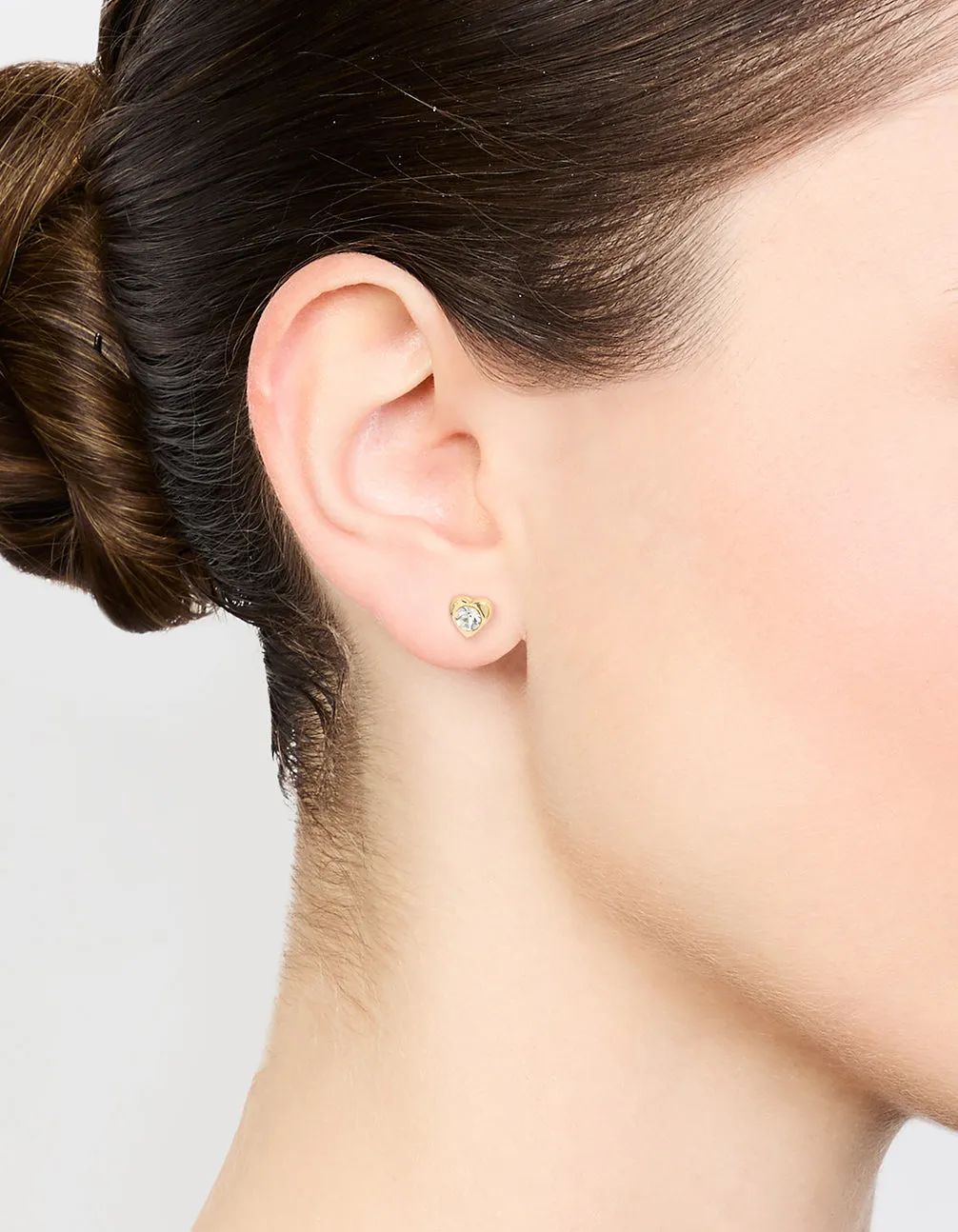 Gold Plated Surgical Steel Diamante Heart Stud Earrings sold by lovisa product image thumbnail 2