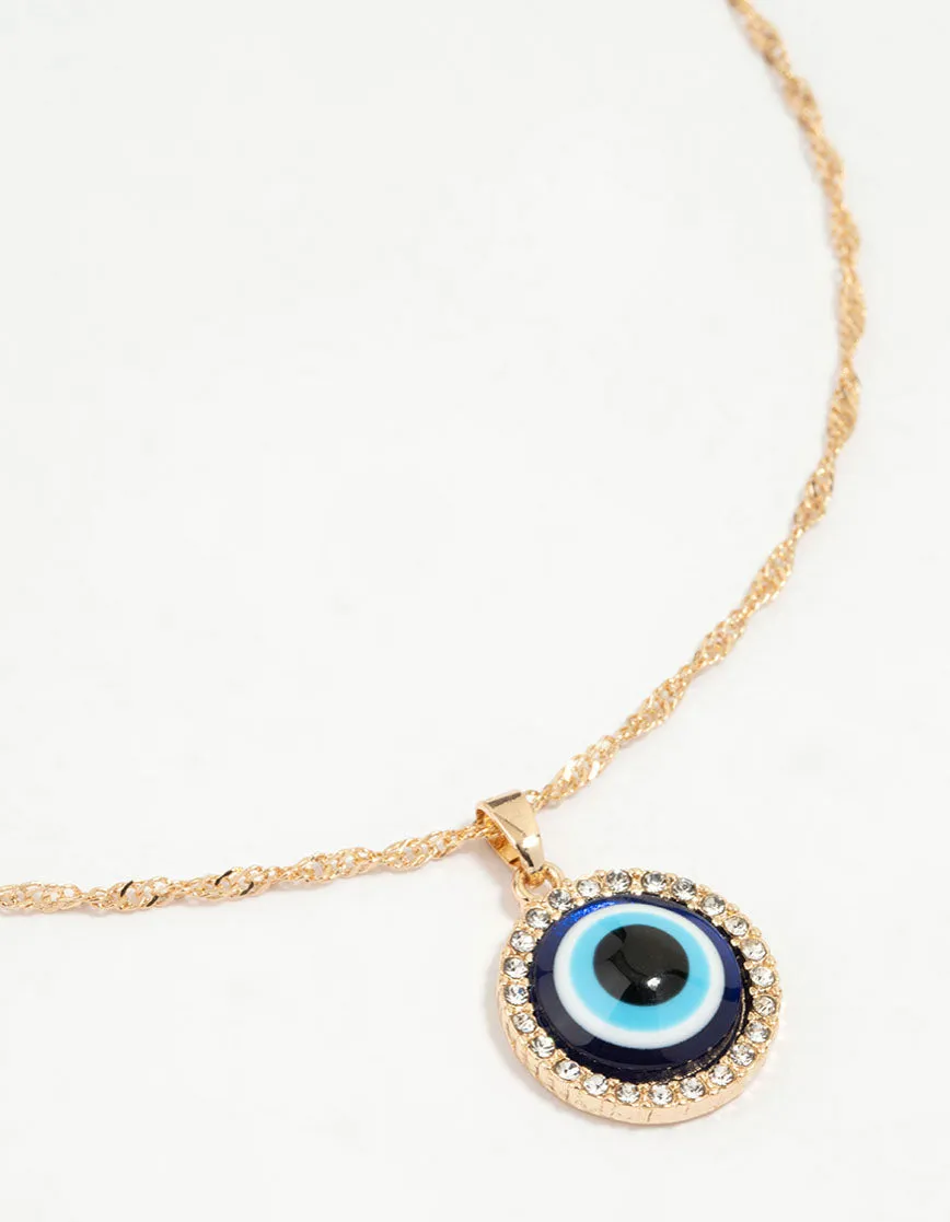 Gold Evil Eye Pendant Necklace sold by lovisa