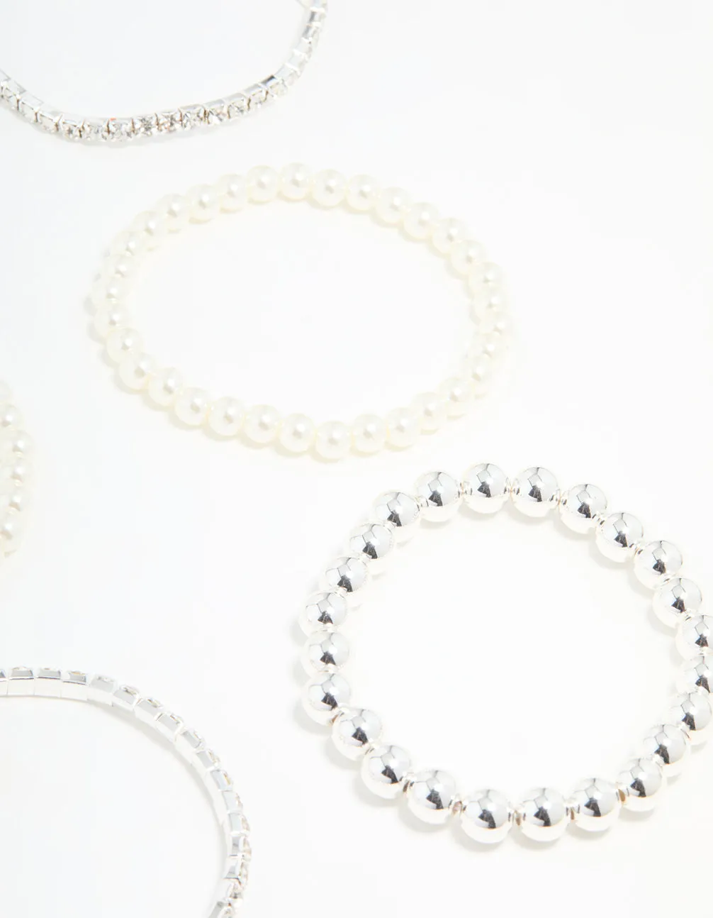 Silver Diamante & Pearl Ball Bracelets 9-Pack sold by lovisa product image thumbnail 3