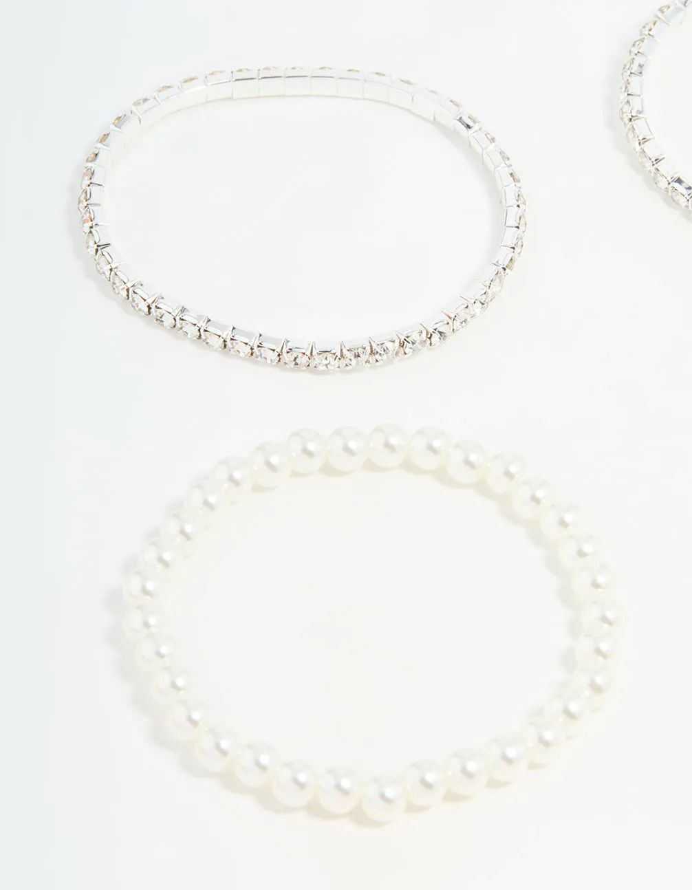 Silver Diamante & Pearl Ball Bracelets 9-Pack sold by lovisa product image thumbnail 2