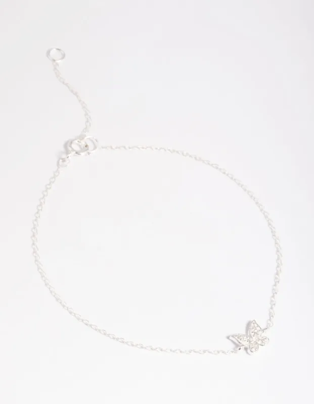Sterling Silver Cubic Zirconia Butterfly Chain Bracelet sold by lovisa