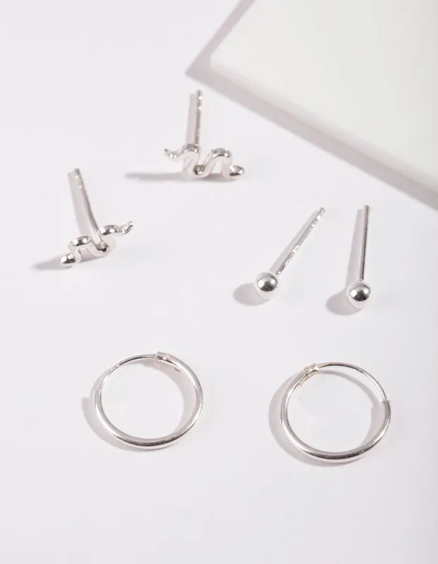 Sterling Silver Snake Earring Pack sold by lovisa