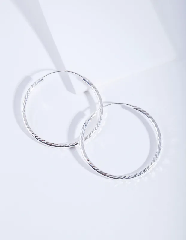 Sterling Silver Diamond Cut 35Mm Hoop sold by lovisa