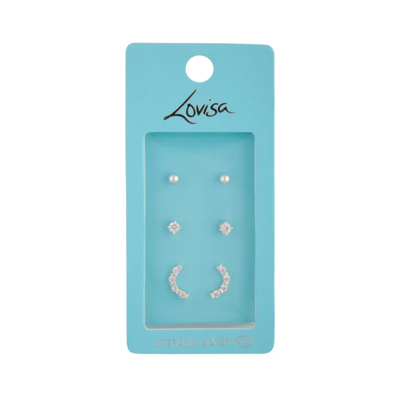 925 Sterling Silver Diamante Stud Earring Pack sold by lovisa