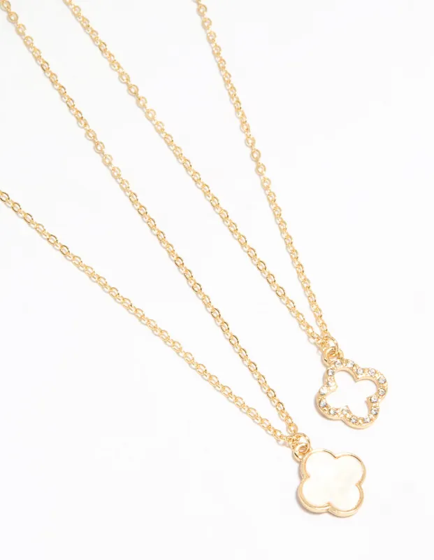 Gold Plated Flower Pendant Necklaces 2-Pack sold by lovisa