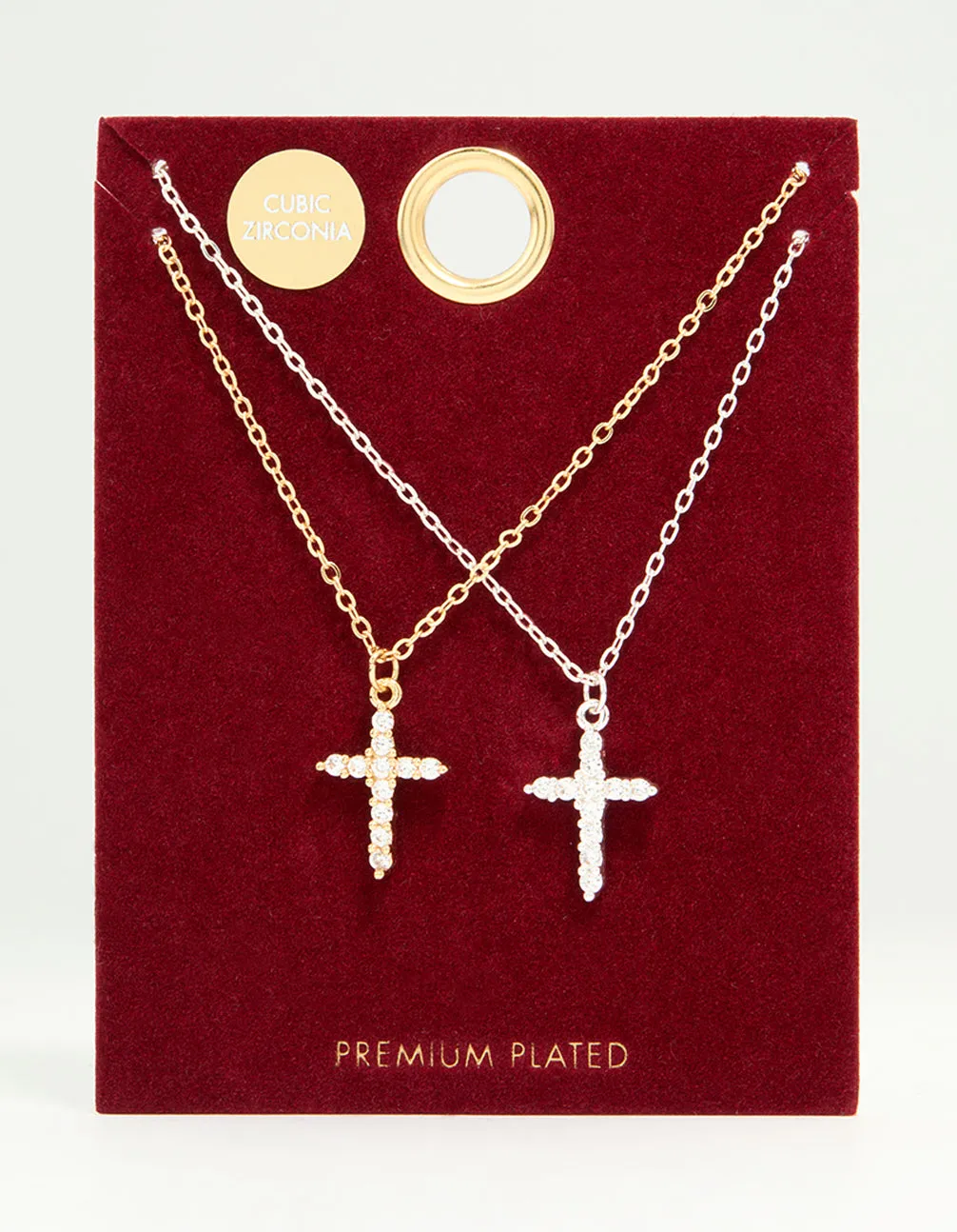 Mixed Metal Cross Cubic Zirconia Pendant Necklaces 2-Pack sold by lovisa product image thumbnail 3