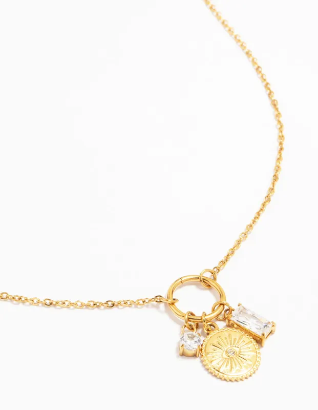 Waterproof Gold Plated Stainless Steel Cubic Zirconia Evil Eye Pendant Necklace sold by lovisa