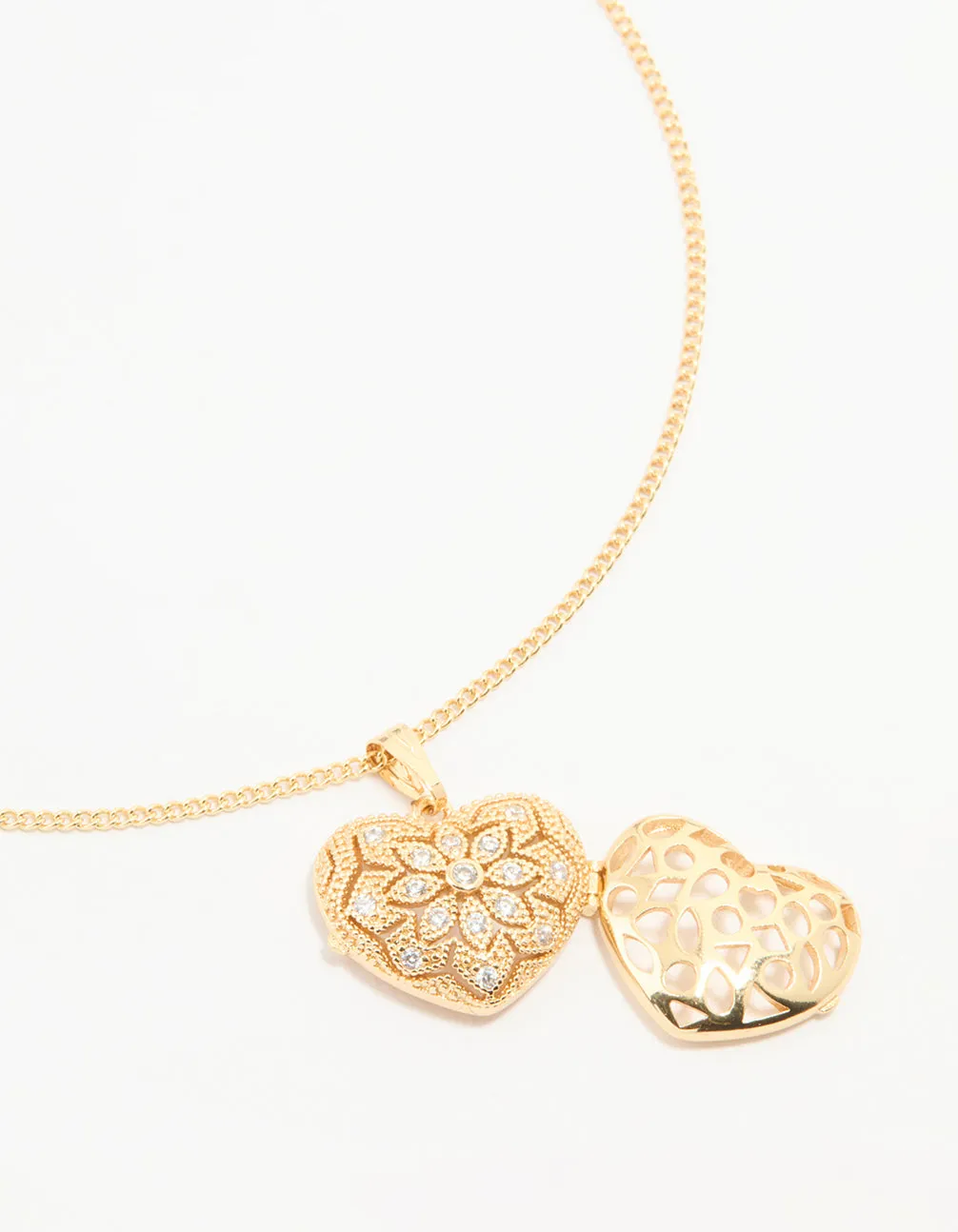 Gold Plated Cubic Zirconia Heart Locket Pendant Necklace sold by lovisa product image thumbnail 3