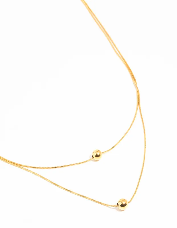 Waterproof Gold Plated Stainless Steel Ball Pendant Layered Necklace sold by lovisa