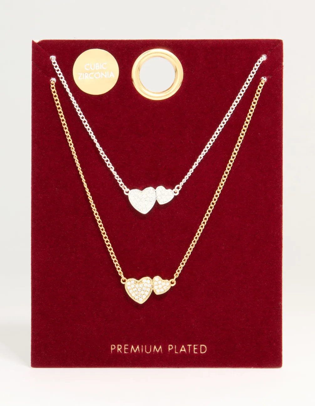 Mixed Metal Cubic Zirconia Heart Link Necklaces 2-Pack sold by lovisa product image thumbnail 3