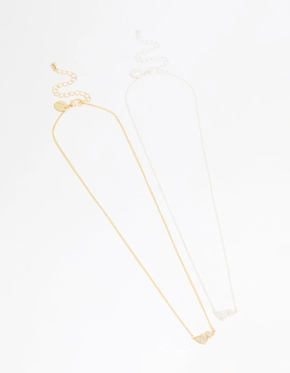 Mixed Metal Cubic Zirconia Heart Link Necklaces 2-Pack sold by lovisa product image thumbnail 2