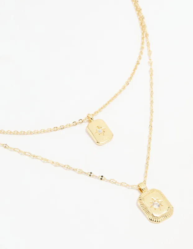 Gold Plated Cubic Zirconia Celestial Layered Necklace sold by lovisa