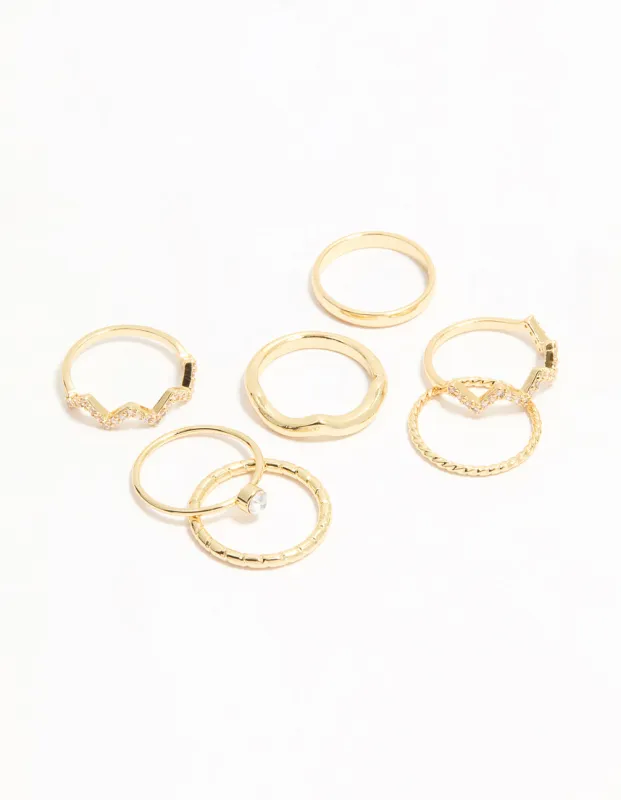 Gold Plated Zigzag Stacking Rings 7-Pack sold by lovisa