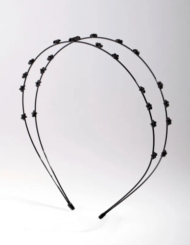 Matte Black Double Star Headband sold by lovisa