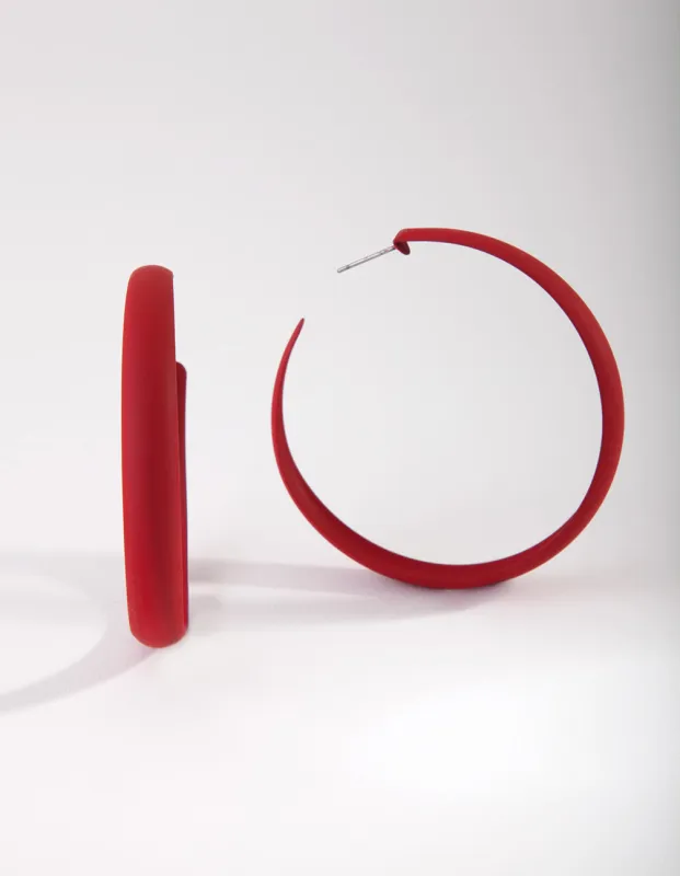 Red Coated Metal 60mm Hoop Earrings sold by lovisa
