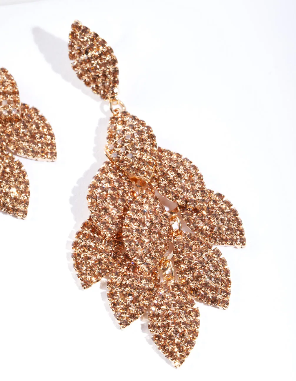 Gold Diamante Leaf Earrings sold by lovisa product image thumbnail 2