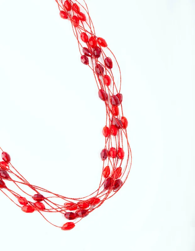 Red Multi-Row Bead Necklace sold by lovisa