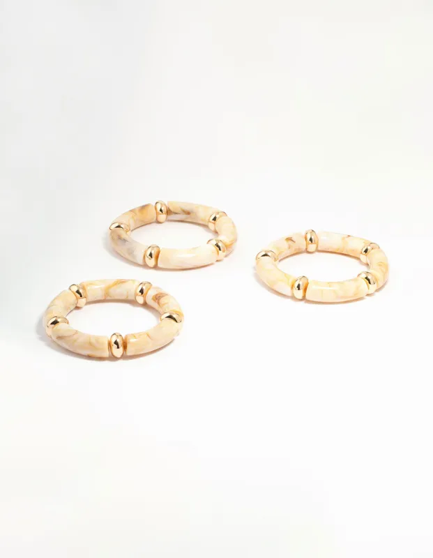 Acrylic & Gold Stretch Bracelets 3-Pack sold by lovisa