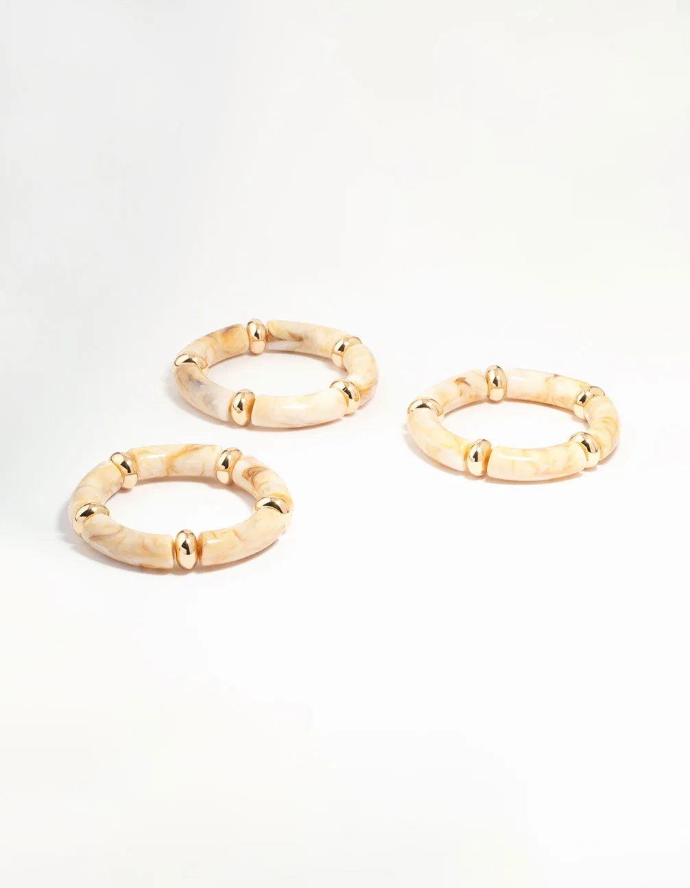 Acrylic & Gold Stretch Bracelets 3-Pack sold by lovisa