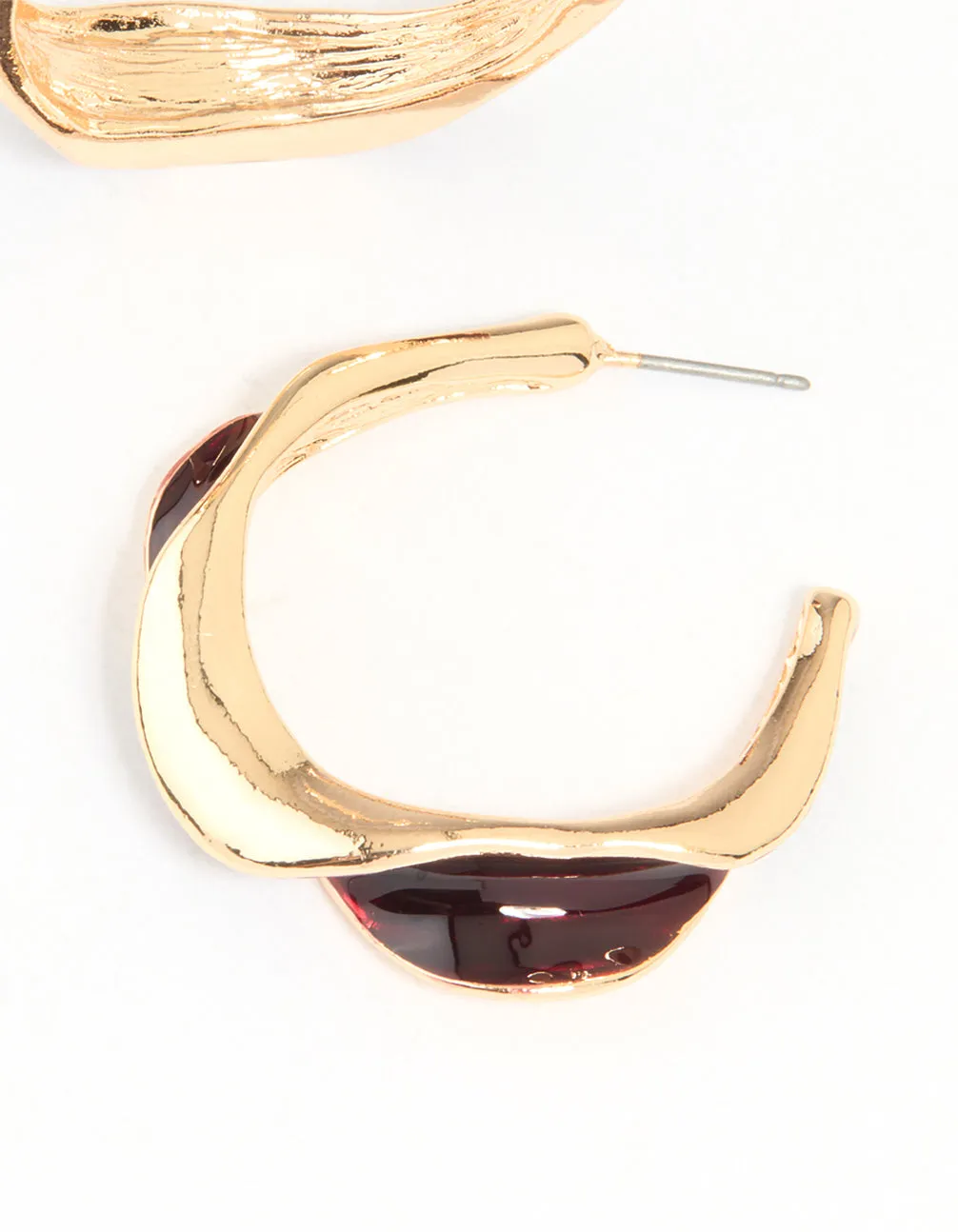 Gold Red Enamel Organic Hoop Earrings sold by lovisa product image thumbnail 3