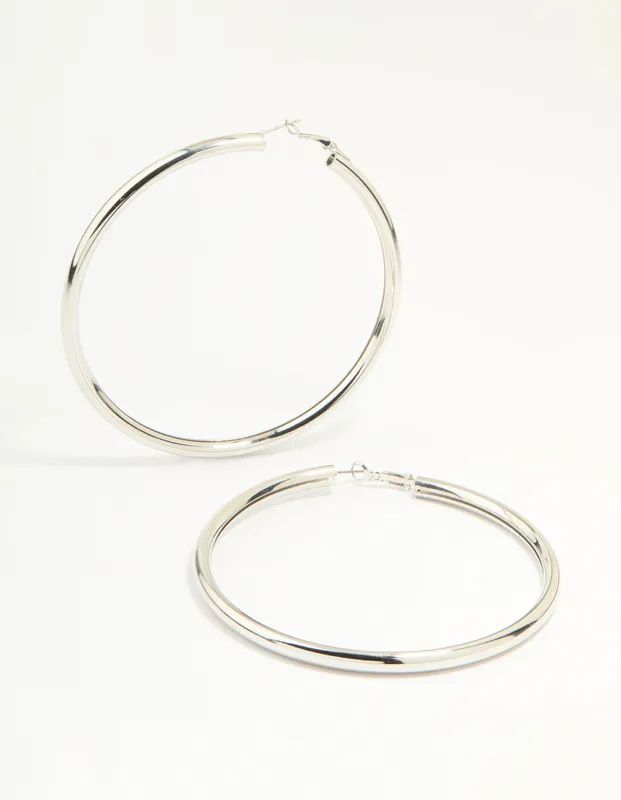 Silver Classic Tube Hoop Earrings sold by lovisa