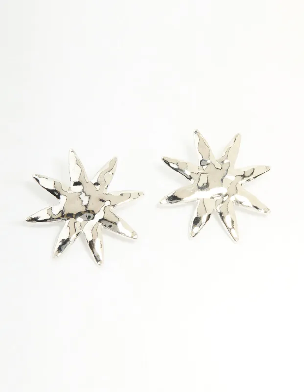 Silver Hammered Star Stud Earrings sold by lovisa