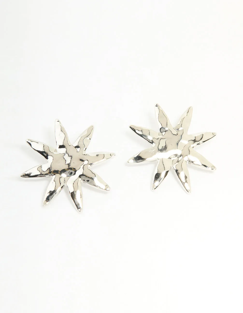 Silver Hammered Star Stud Earrings sold by lovisa