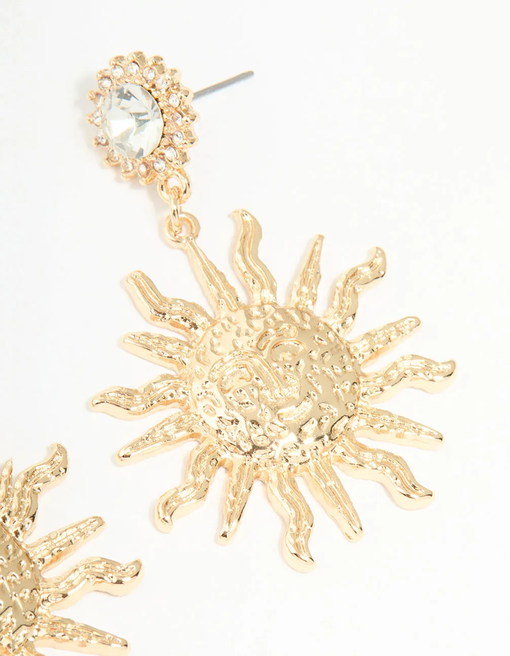 Gold Diamante Smiley Textured Sun Drop Earrings sold by lovisa product image thumbnail 3