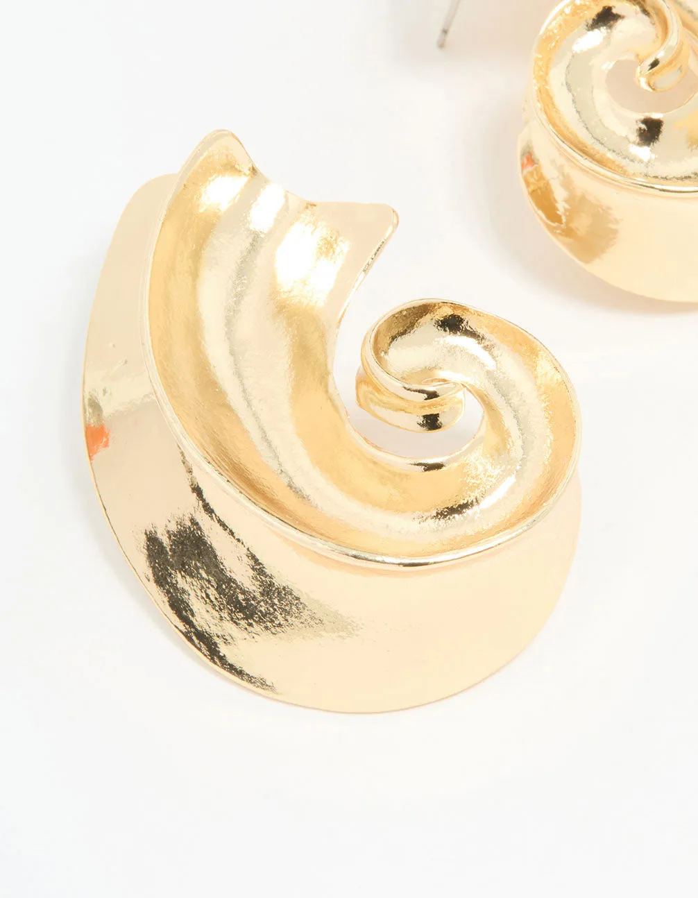 Gold Large Swirl Stud Earrings sold by lovisa product image thumbnail 4