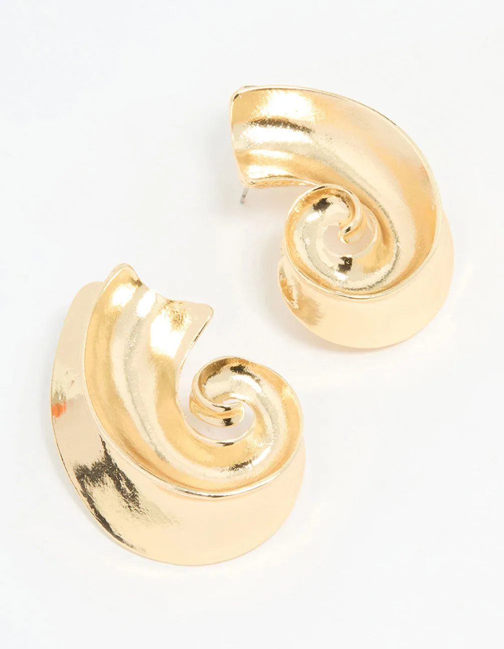 Gold Large Swirl Stud Earrings sold by lovisa