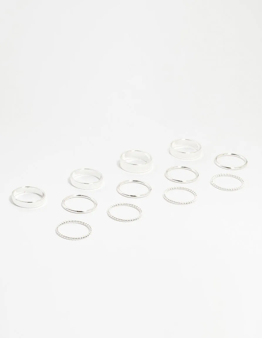 Silver Thick Simple Stacking Rings 12-Pack sold by lovisa