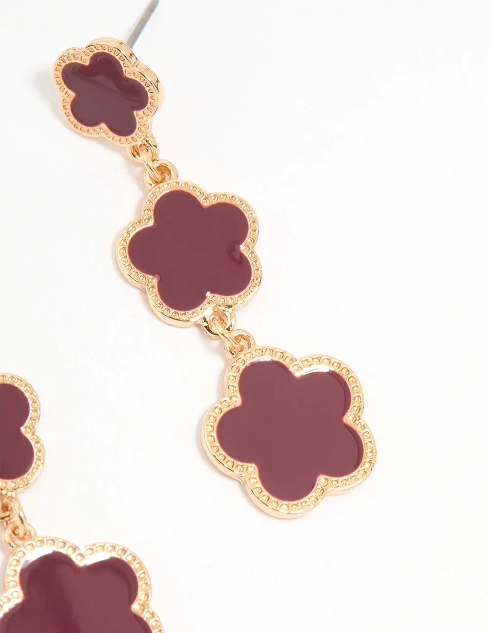 Gold Red Flower Drop Earrings sold by lovisa product image thumbnail 3