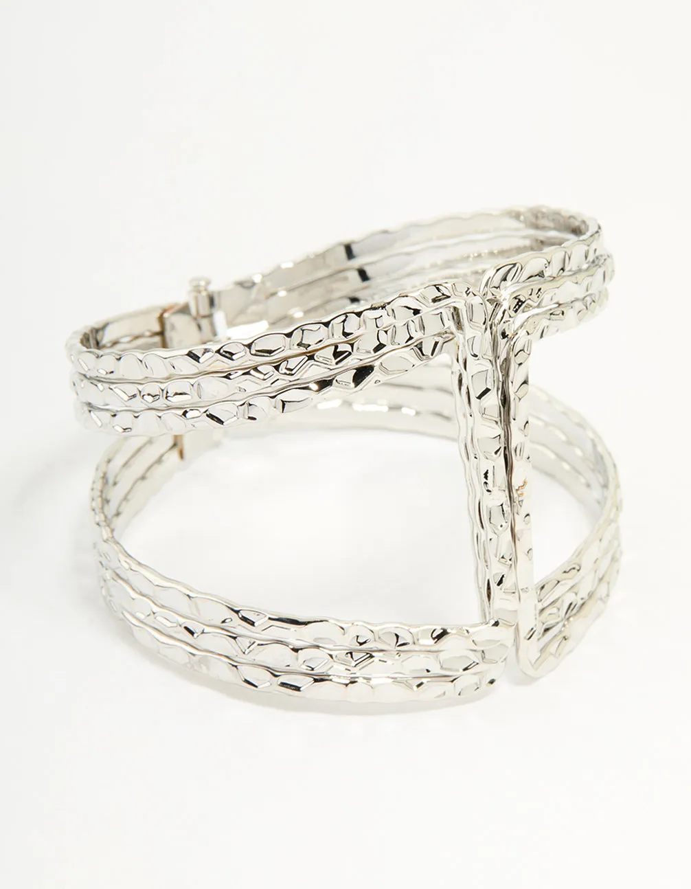 Silver Hammered Linear Wrist Cuff sold by lovisa