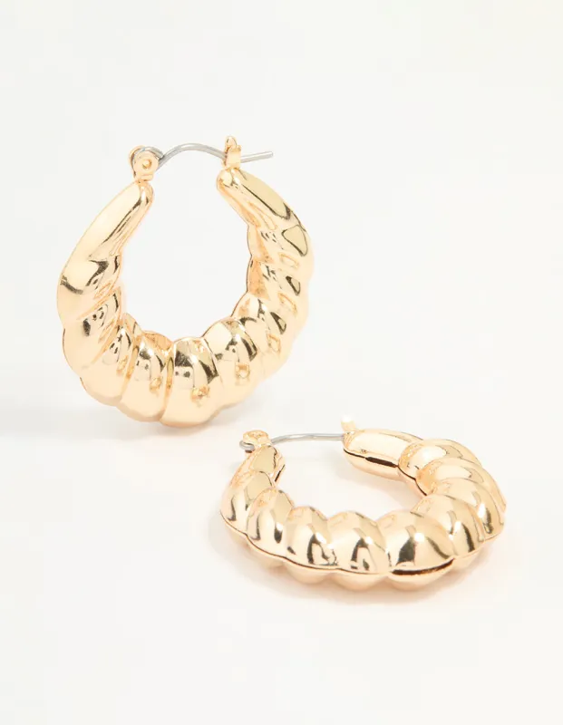 Gold Bubble Ribbed Hoop Earrings sold by lovisa