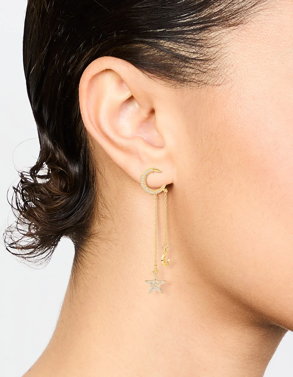 Gold Plated Moon & Star Drop Earrings sold by lovisa product image thumbnail 2