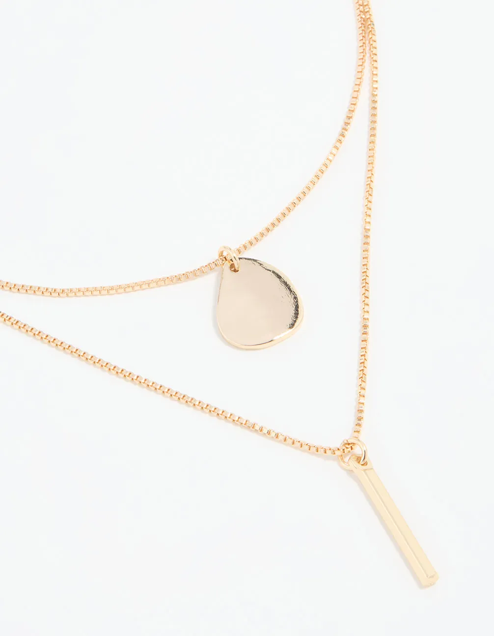 Gold Disc Pendant & Tassel Layered Necklace sold by lovisa