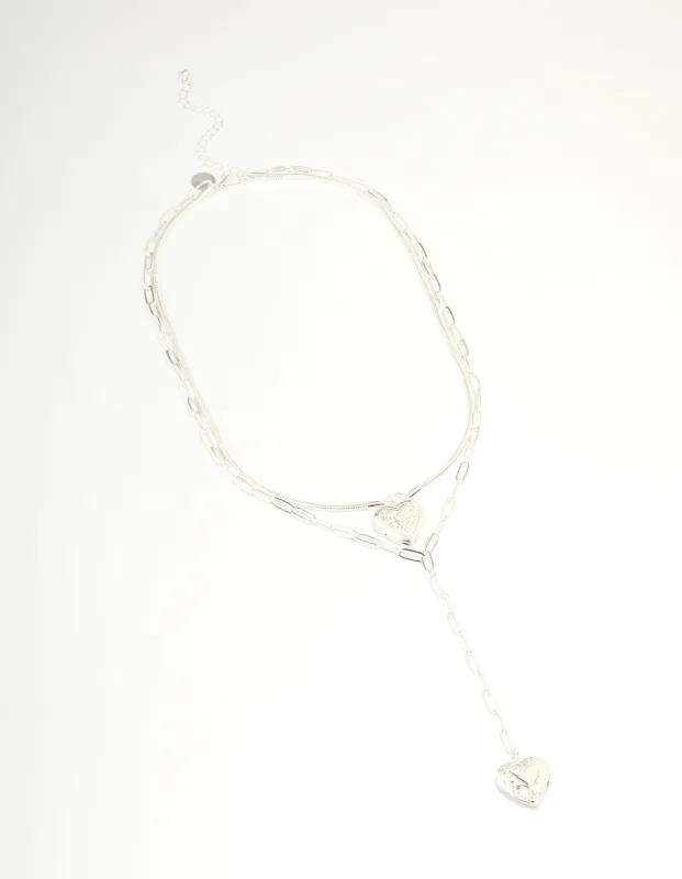 Silver Heart Locket Layered Necklace sold by lovisa