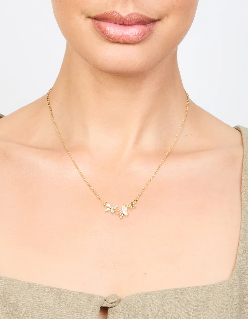 Gold Plated Cubic Zirconia Butterfly Pendant Necklace sold by lovisa product image thumbnail 2
